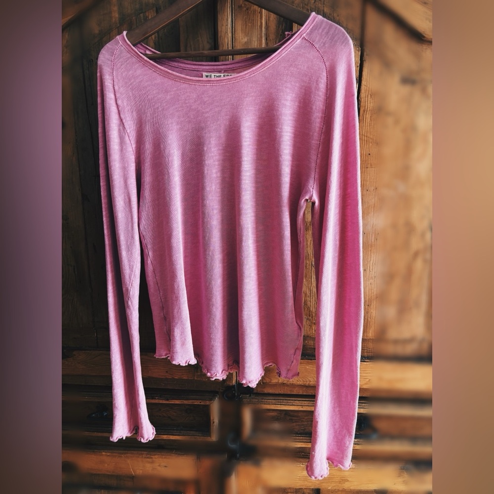 We The Free Long Sleeve Baby Tee | XL NWT Matte Bubble Gum Pink - Picture 4 of 9